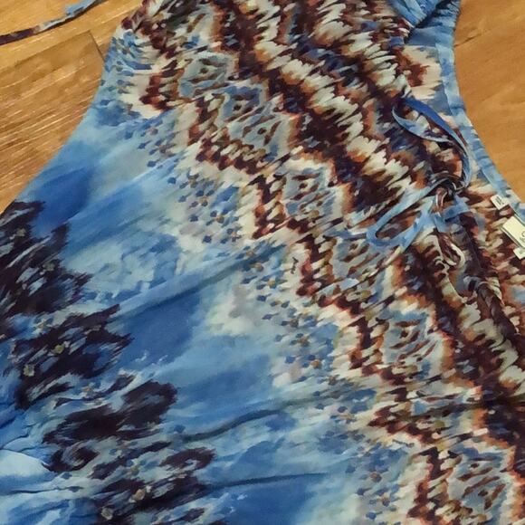 Guess Los Angeles Sheer Intricate Pattern Multicolor Blouse Size Small - Picture 3 of 12